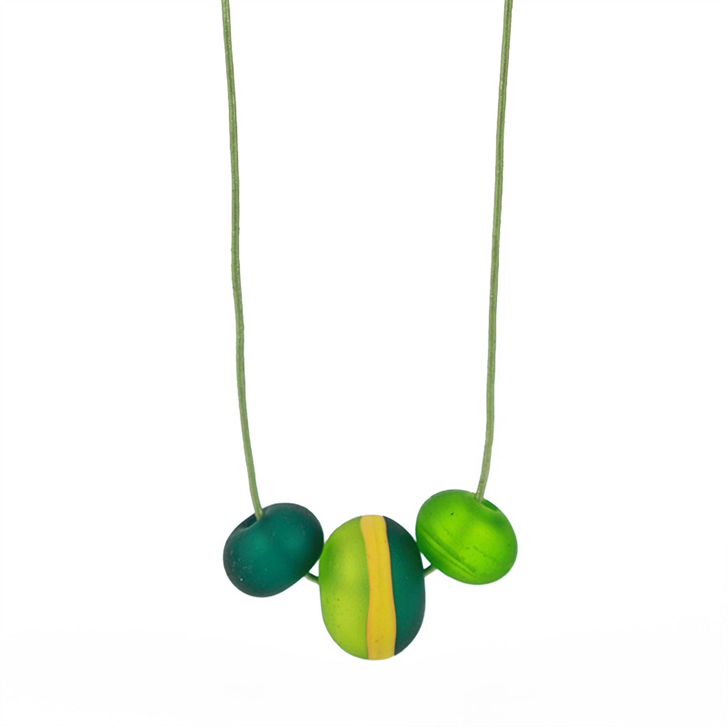 Soft stripes trio necklace -greens and ochre