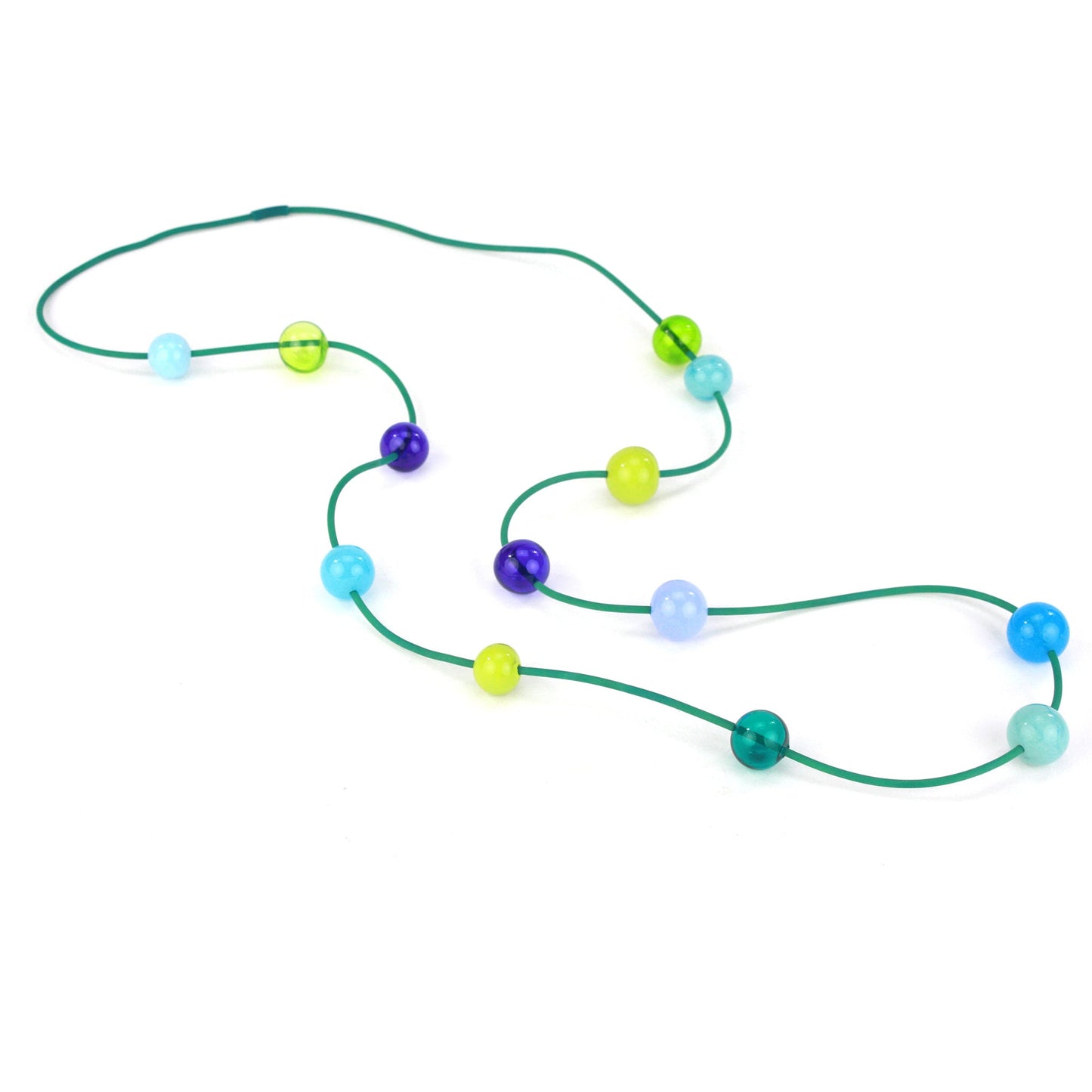 Orbit necklace in blues and greens