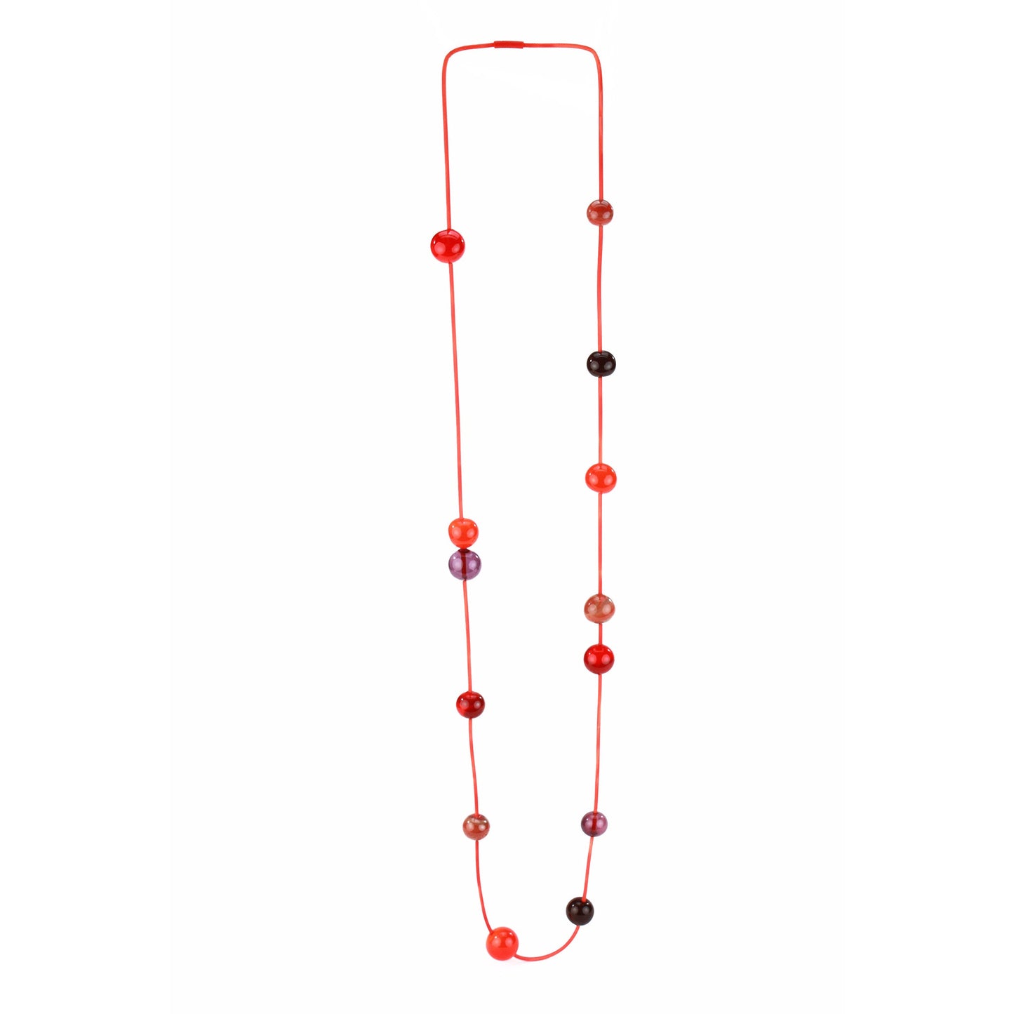 Orbit necklace in mixed shades of reds