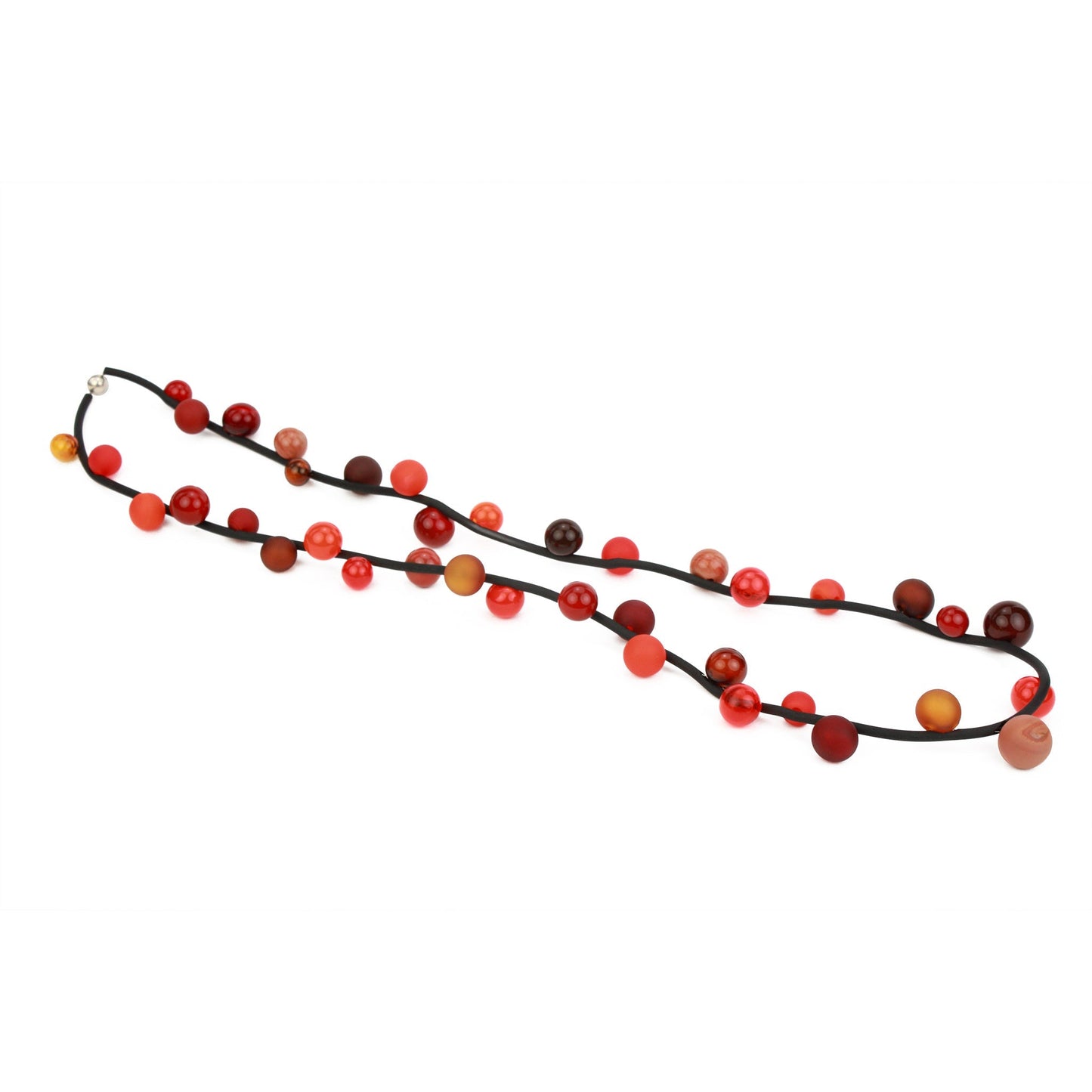 Bolla necklace long -mixed shades of red