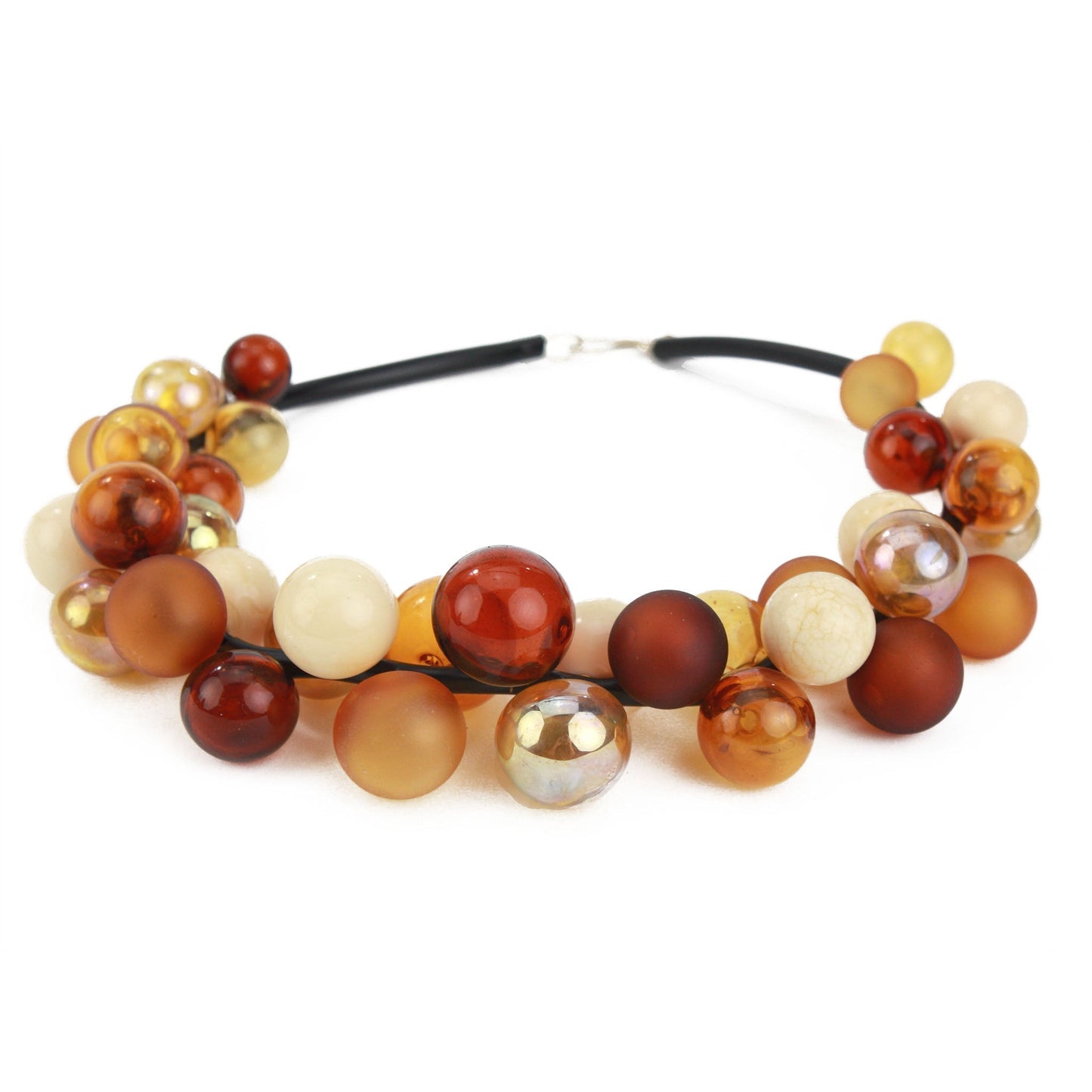 Bolla full cluster necklace - amber, ivory and gold