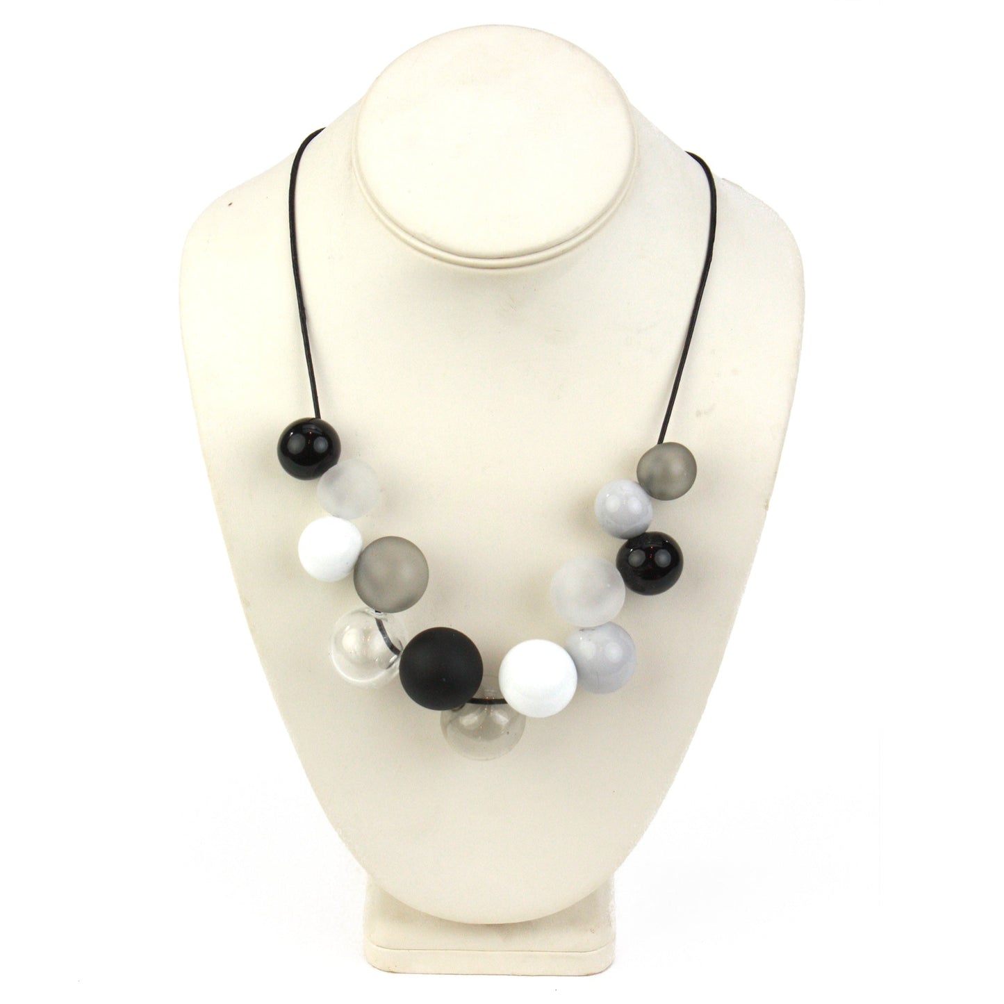 Bolla offset necklace -black, white and grey