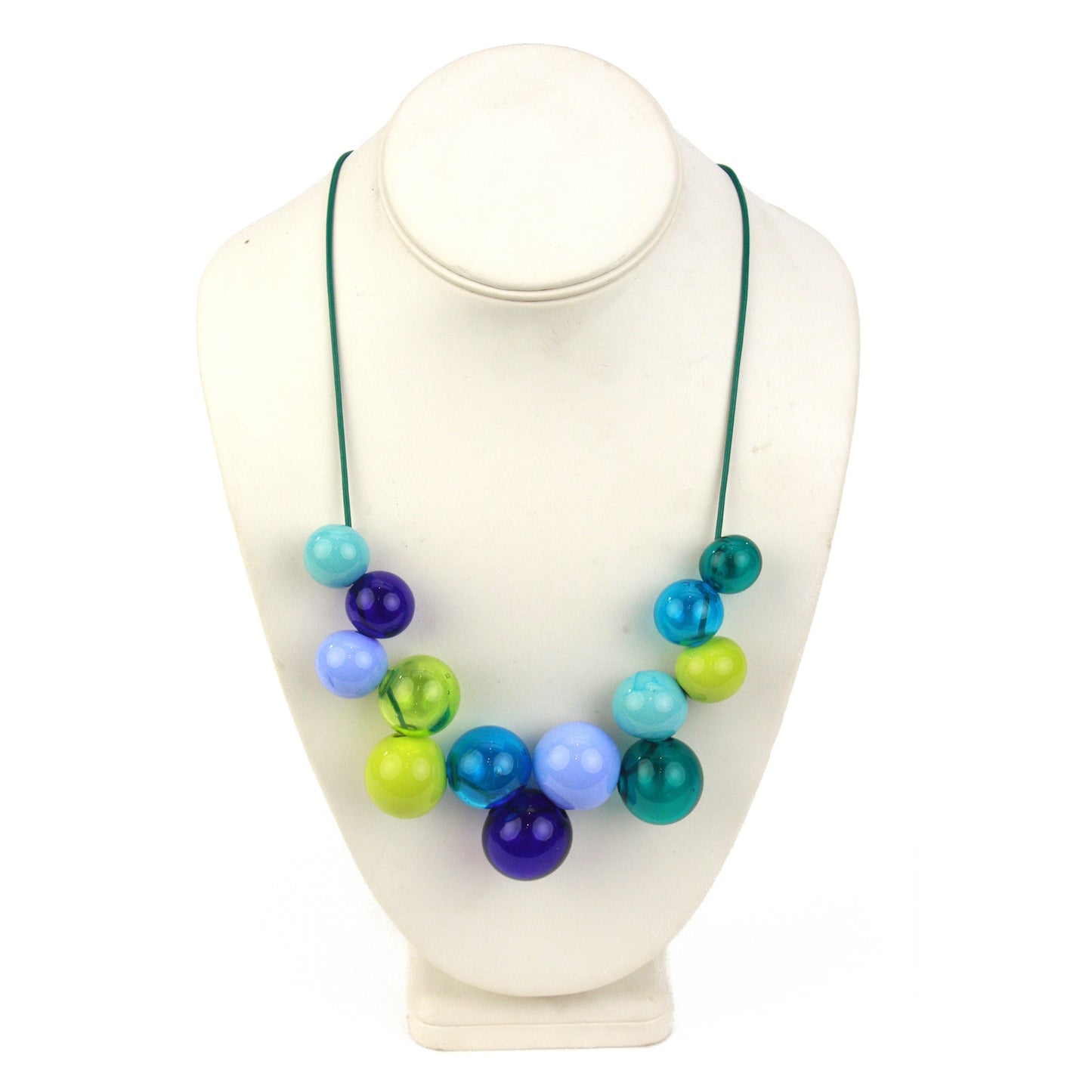 Bolla offset necklace -blues and greens