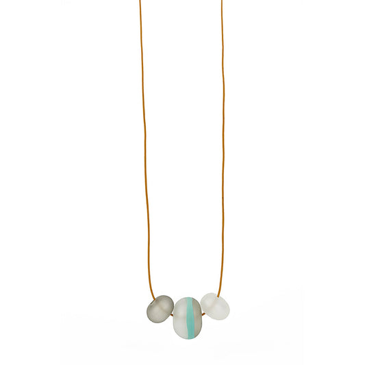 Soft stripes trio necklace -white, grey and blue