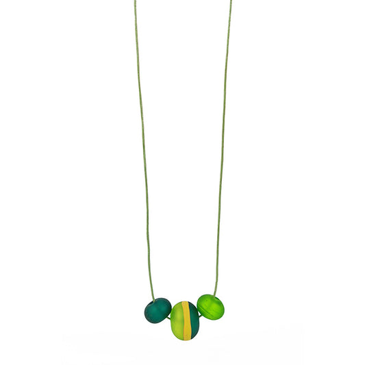 Soft stripes trio necklace -greens and ochre