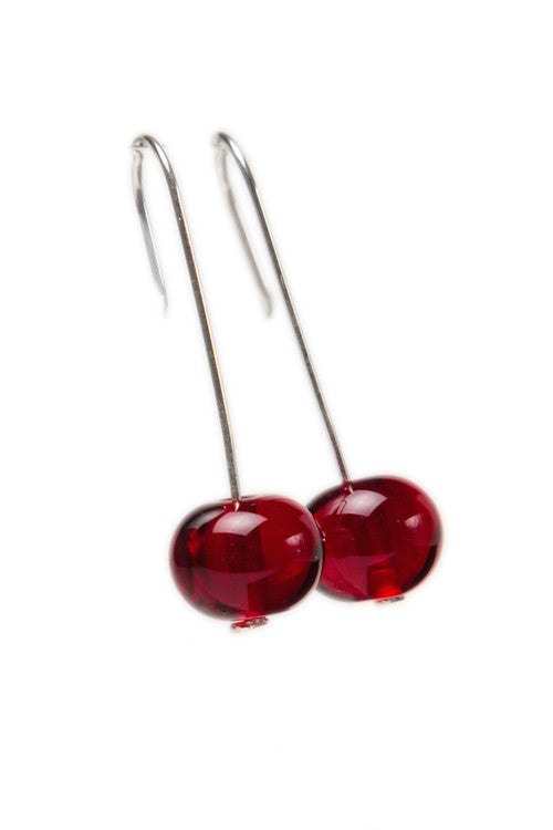Bubble bead earrings - deep red
