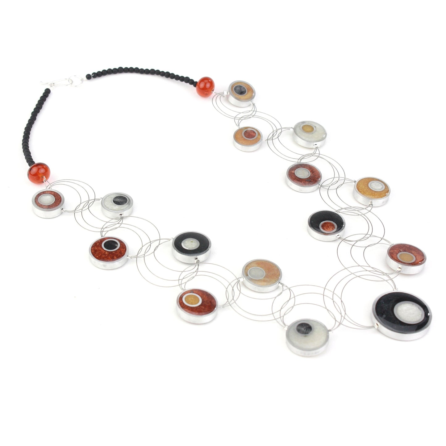 Resinique interplay necklace - black, white, copper and gold