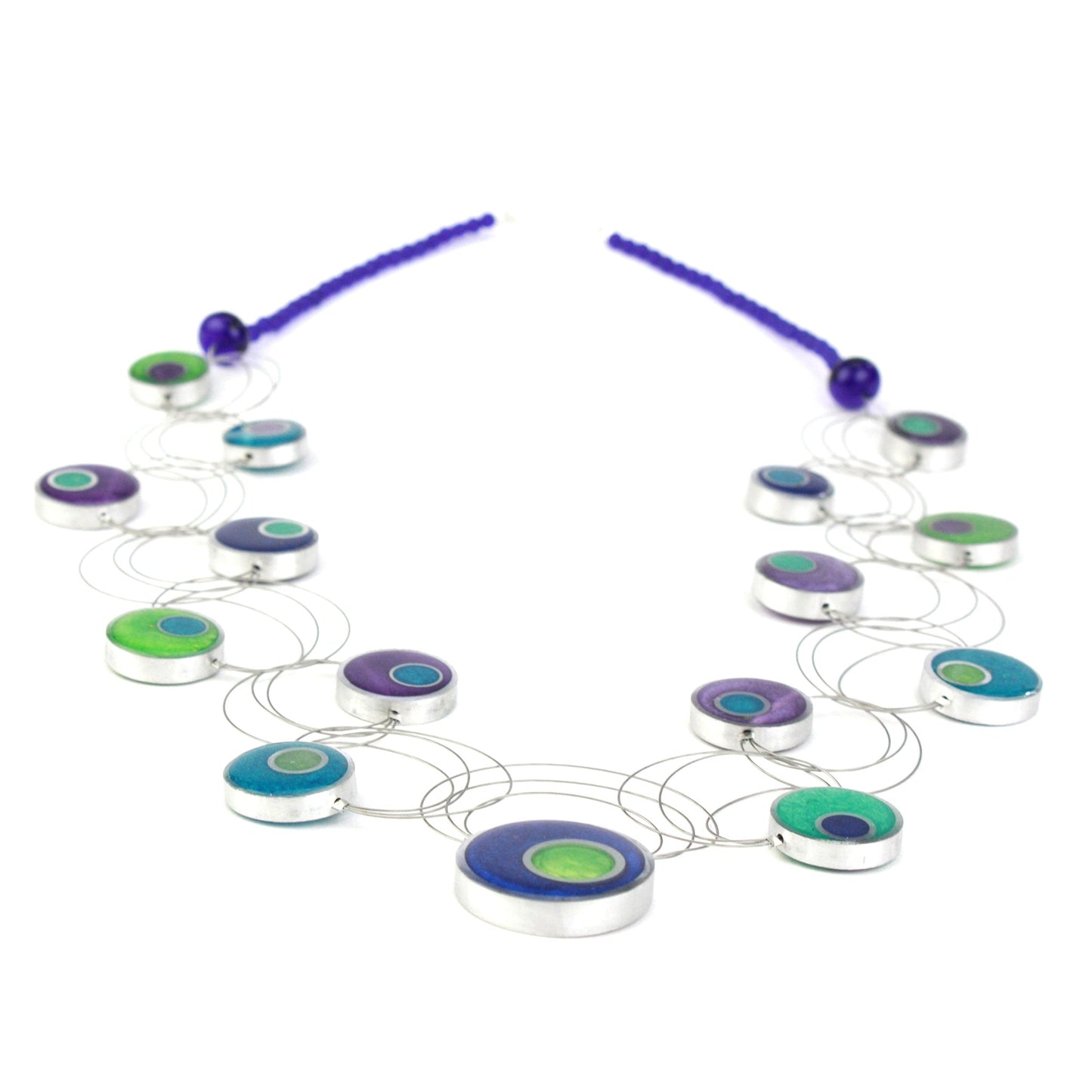 Resinique Interplay necklace - blues and greens