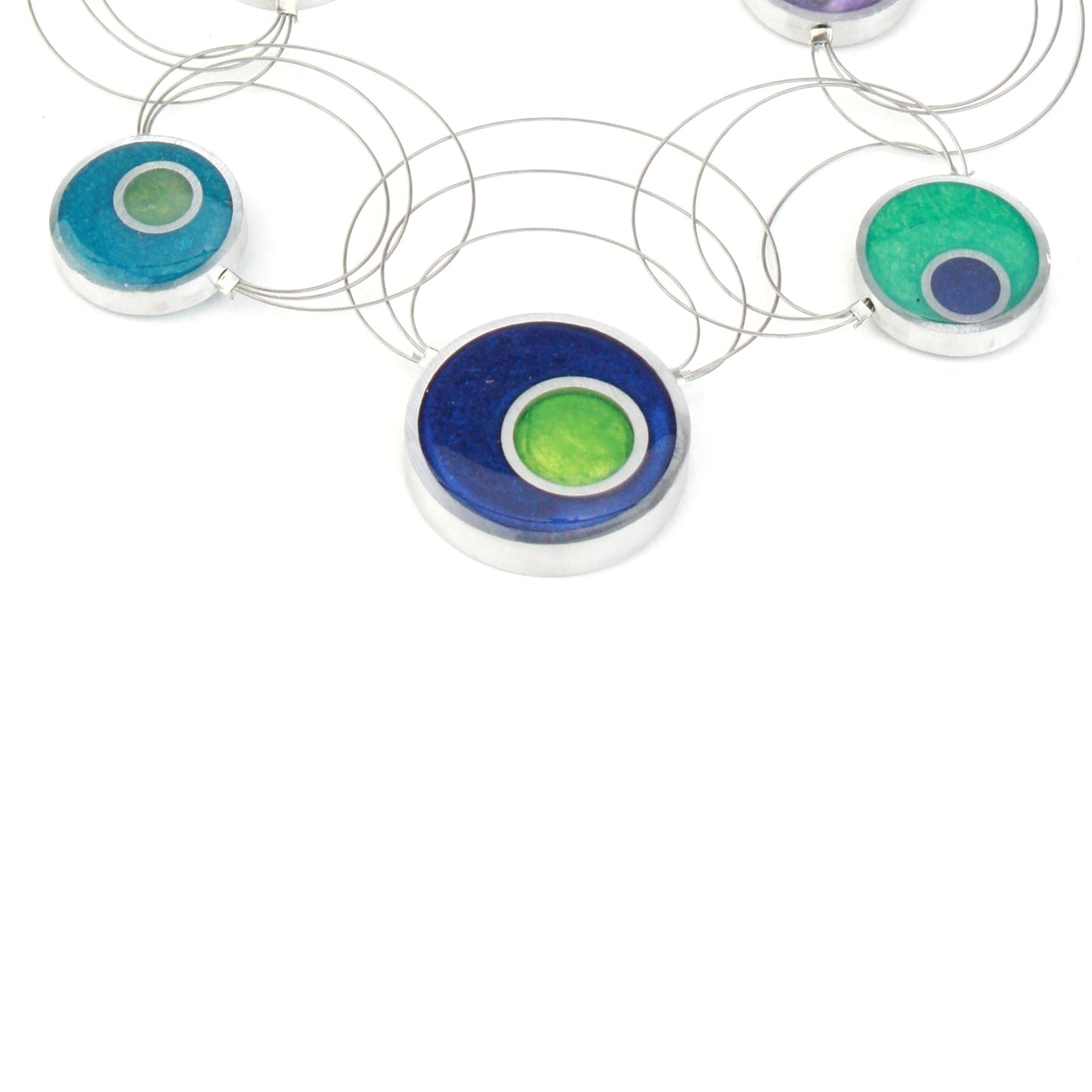 Resinique Interplay necklace - blues and greens