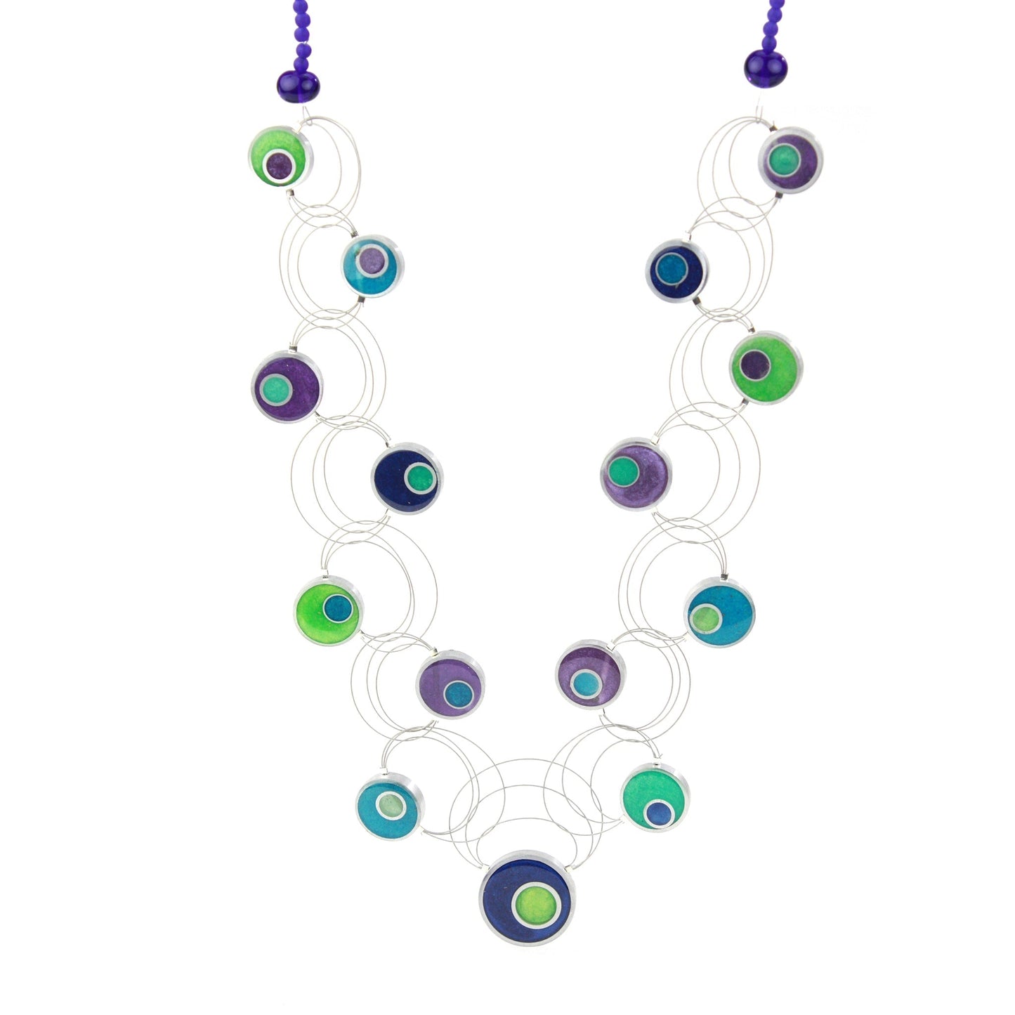 Resinique Interplay necklace - blues and greens
