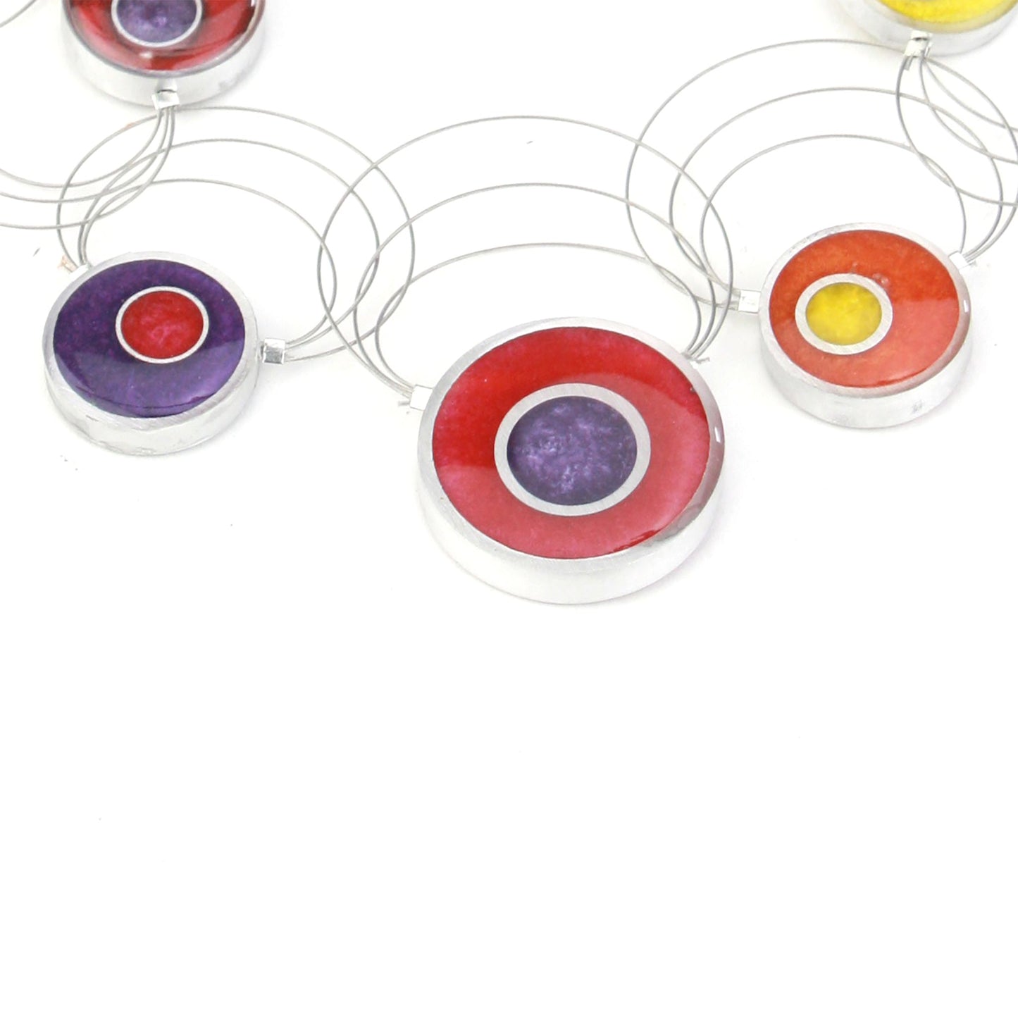 Resinique Interplay necklace - reds, oranges and purples