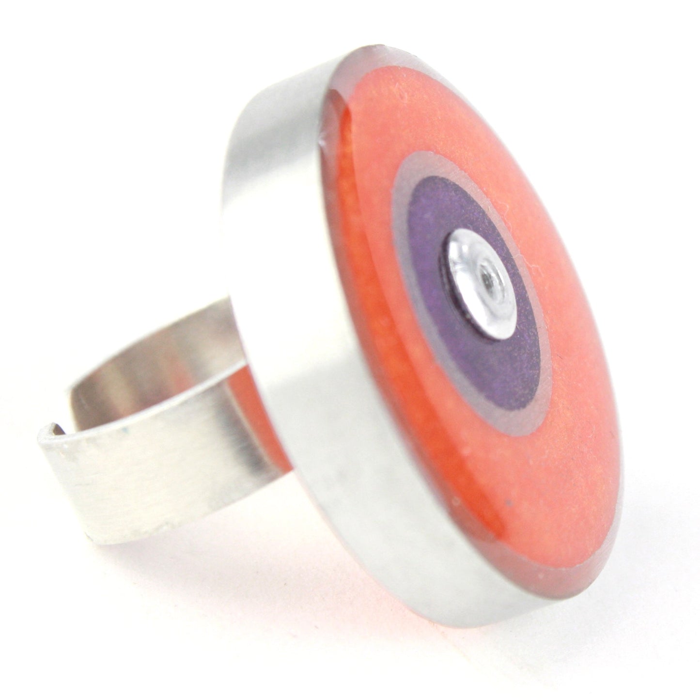 Resinique double circle ring - orange and purple