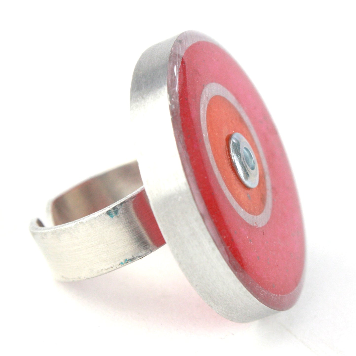 Resinique double circle ring - pink and orange