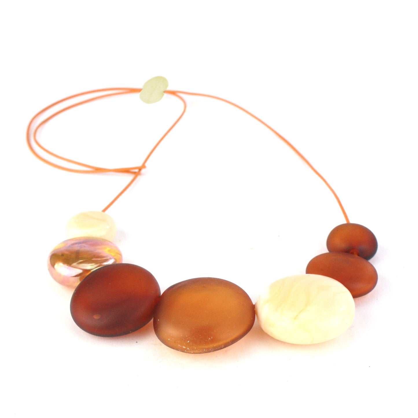 Aura seven bead necklace -amber, ivory and gold