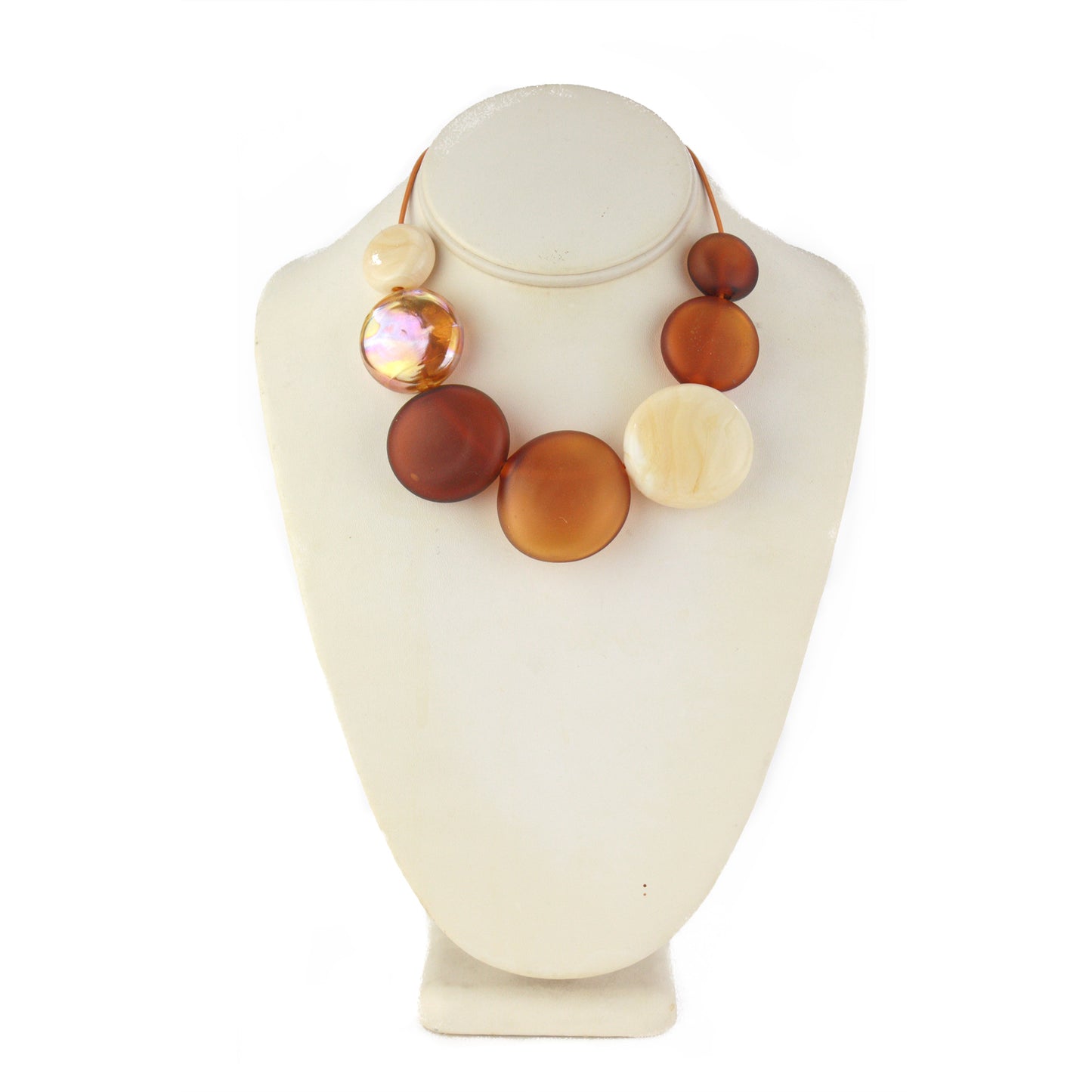 Aura seven bead necklace -amber, ivory and gold