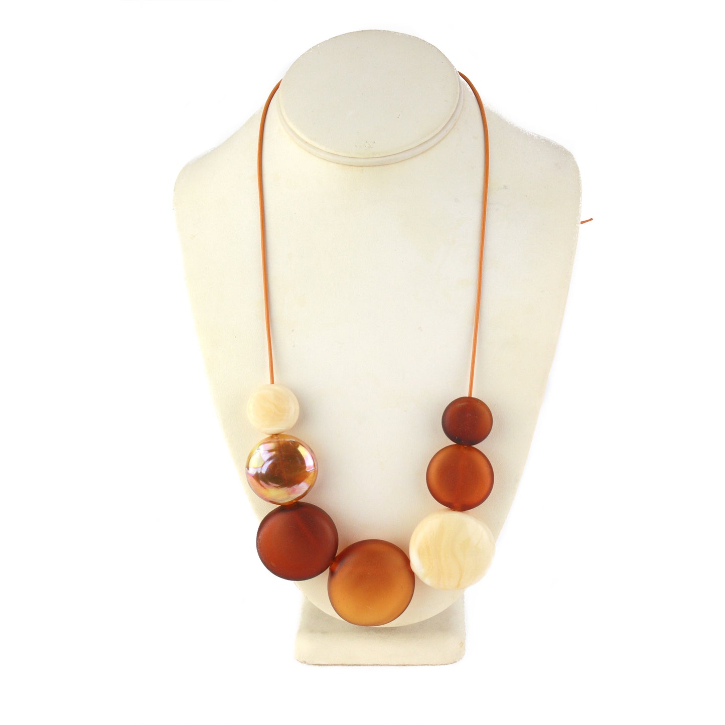 Aura seven bead necklace -amber, ivory and gold