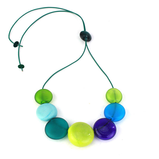 Aura seven bead necklace -blues and greens