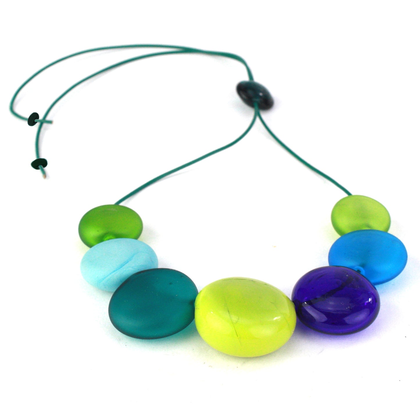 Aura seven bead necklace -blues and greens