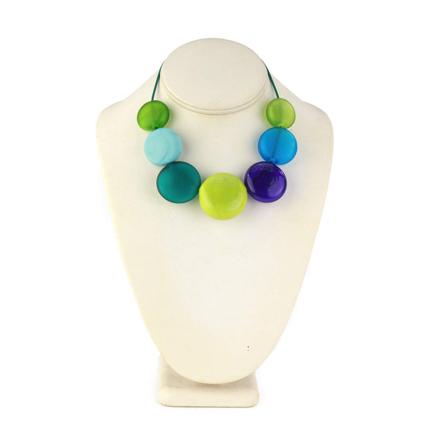 Aura seven bead necklace -blues and greens