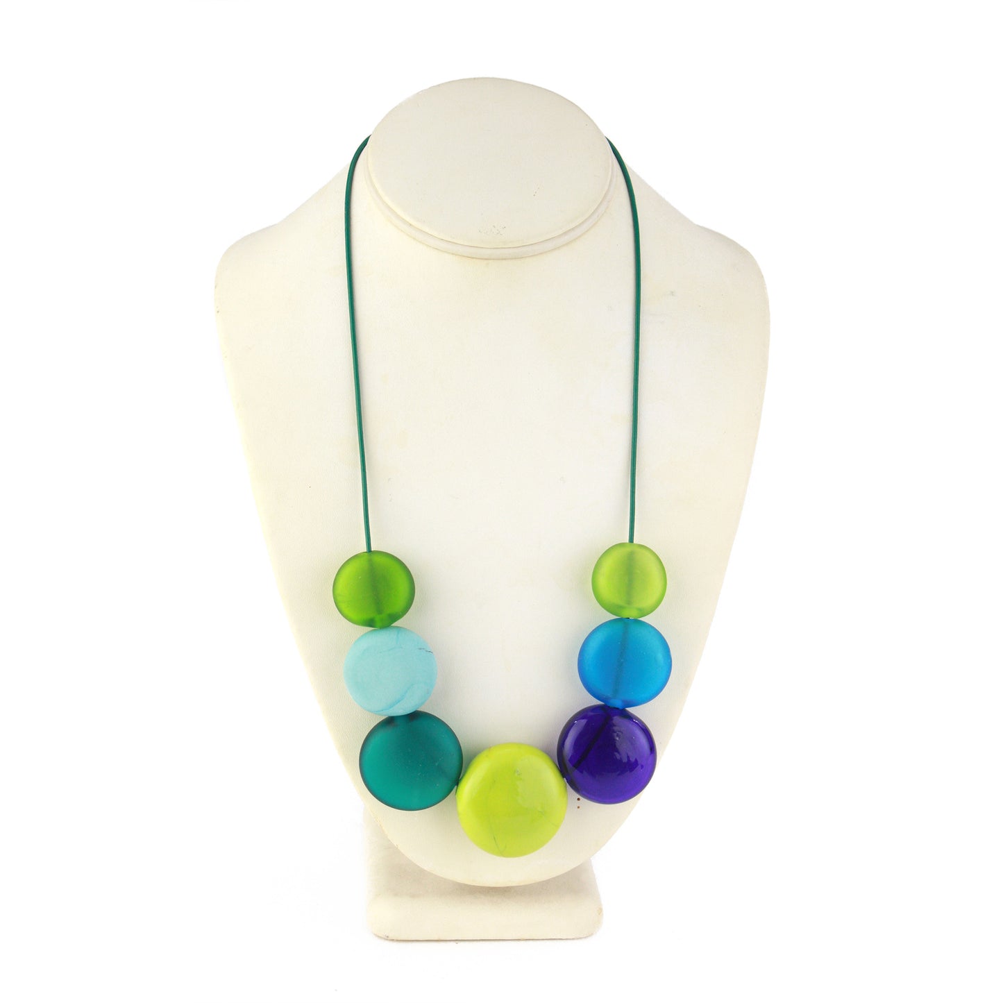 Aura seven bead necklace -blues and greens