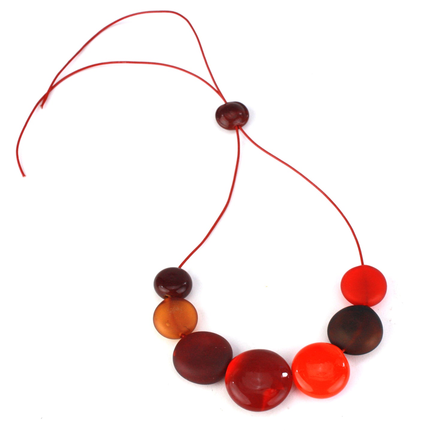 Aura seven bead necklace -mixed shades of reds