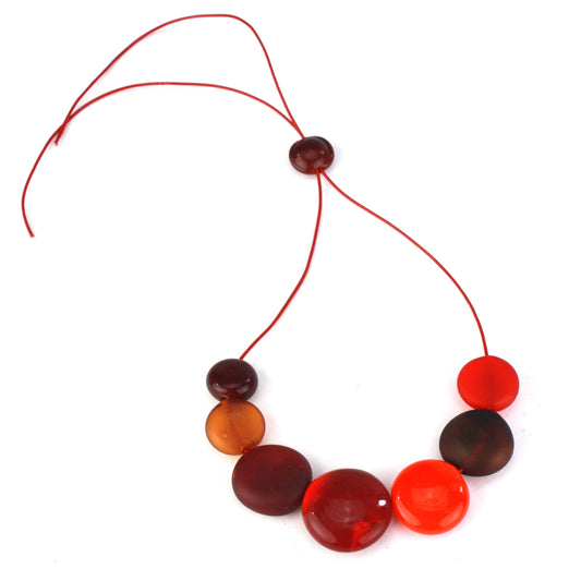 Aura seven bead necklace -mixed shades of reds