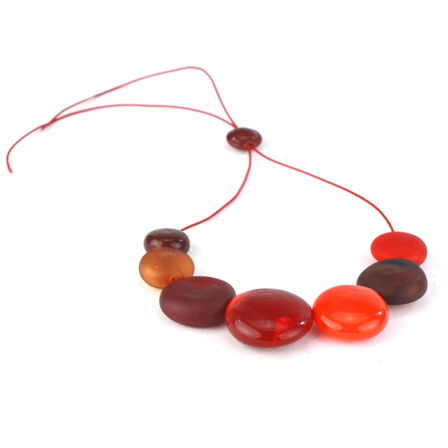 Aura seven bead necklace -mixed shades of reds