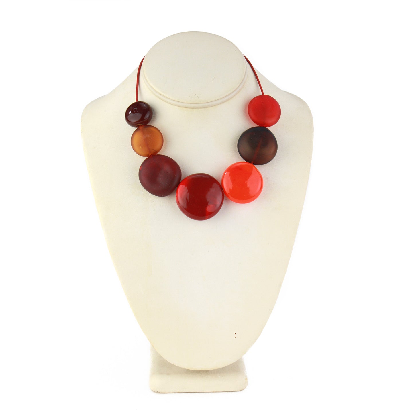 Aura seven bead necklace -mixed shades of reds