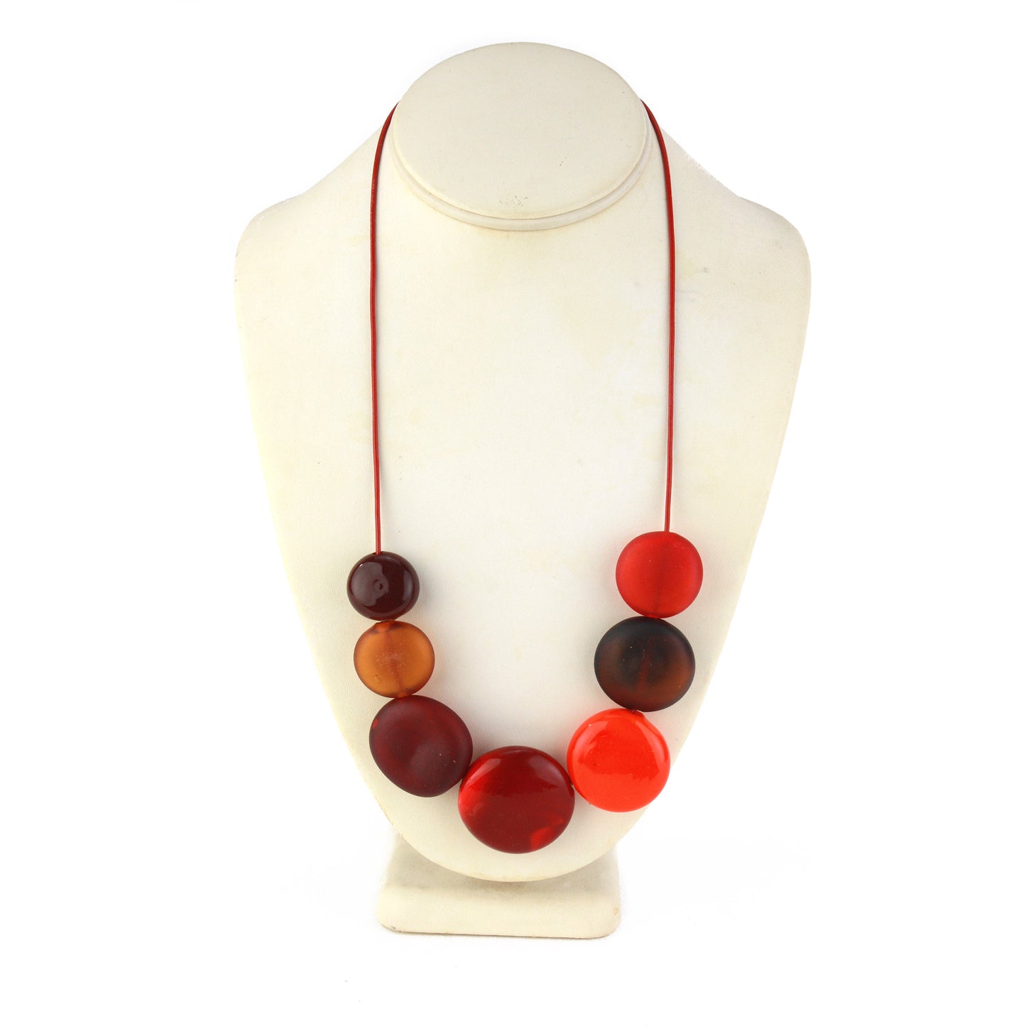 Aura seven bead necklace -mixed shades of reds