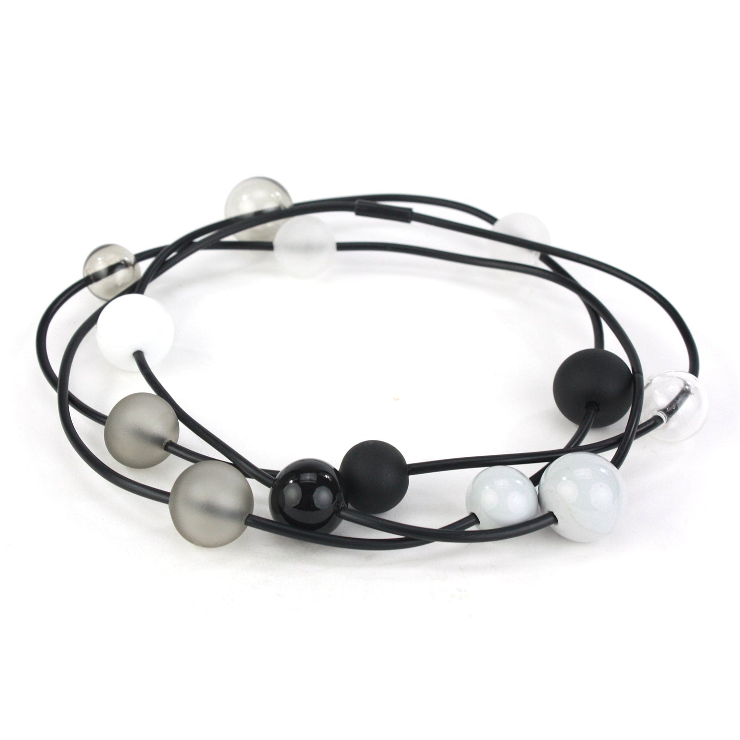 Orbit necklace in black, white and grey