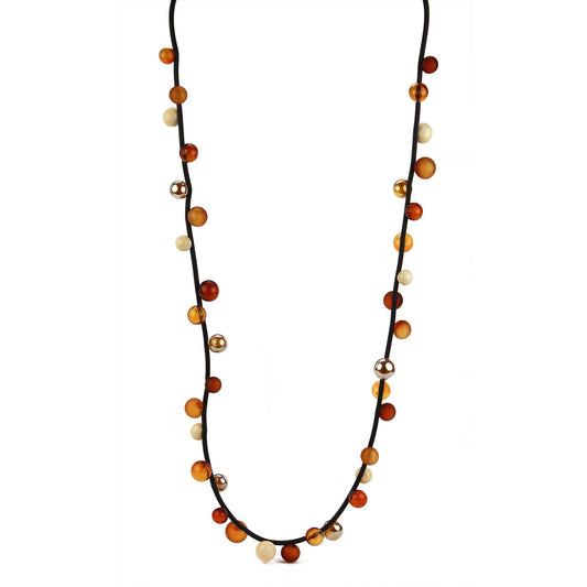 Bolla necklace long -amber, ivory and gold