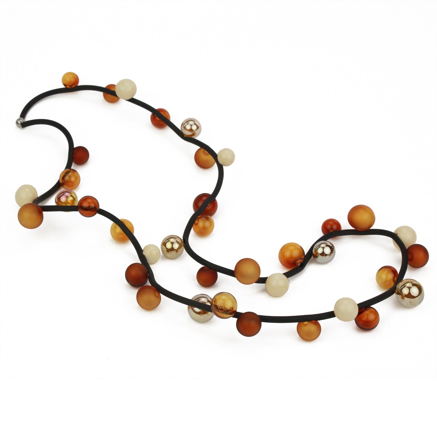 Bolla necklace long -amber, ivory and gold