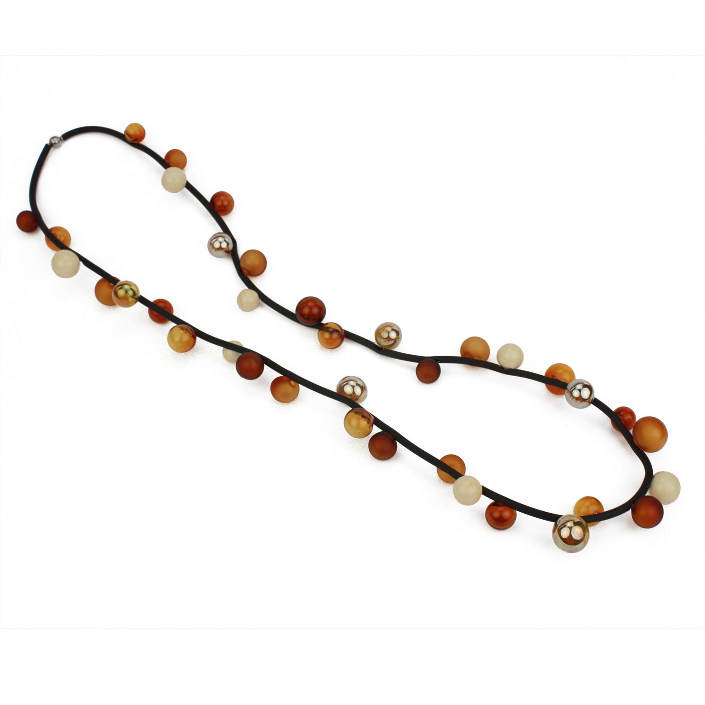 Bolla necklace long -amber, ivory and gold