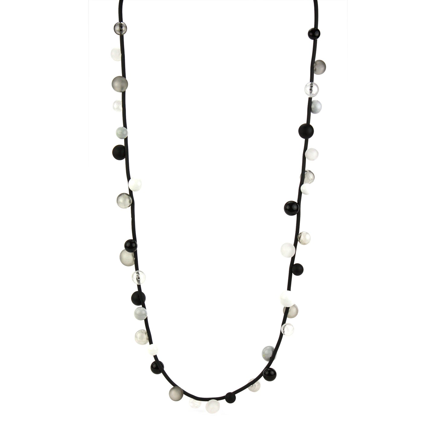 Bolla necklace long -black, white and grey