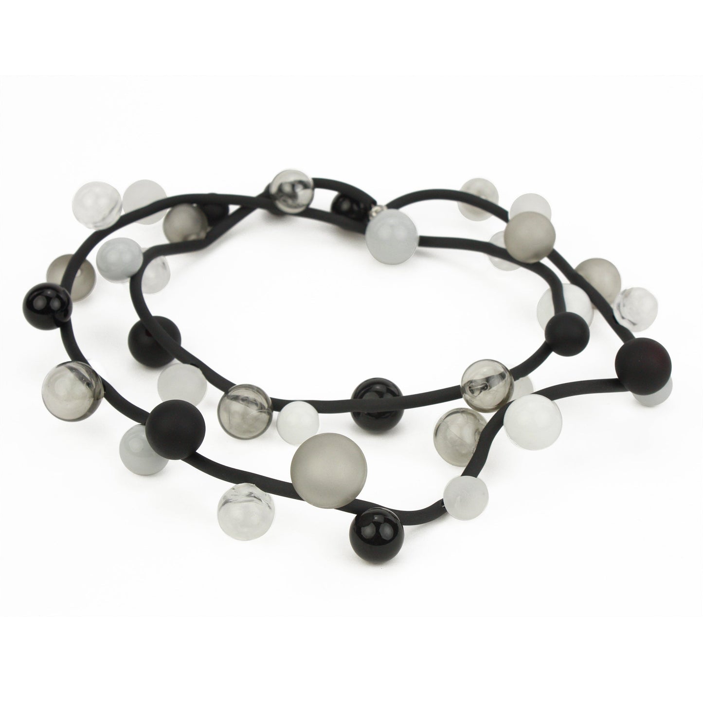 Bolla necklace long -black, white and grey