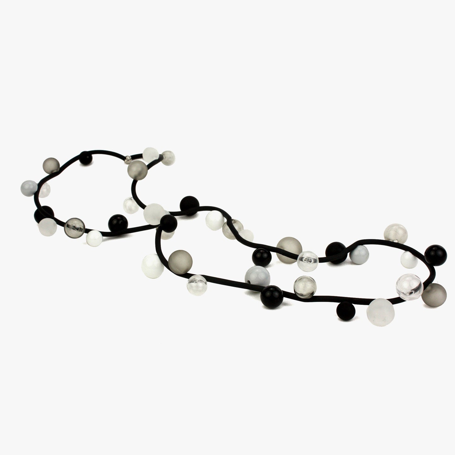 Bolla necklace long -black, white and grey