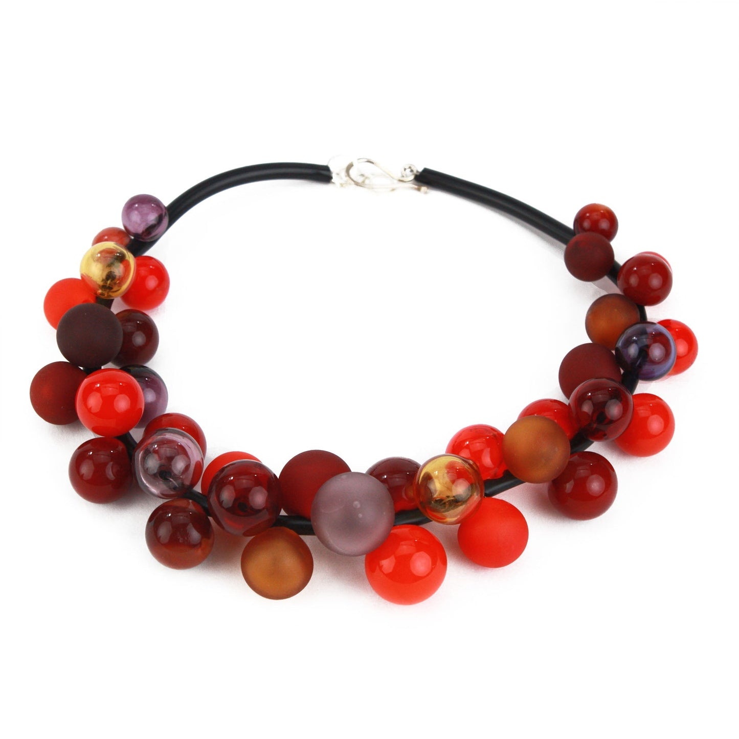 Bolla full cluster necklace - mixed shades of reds