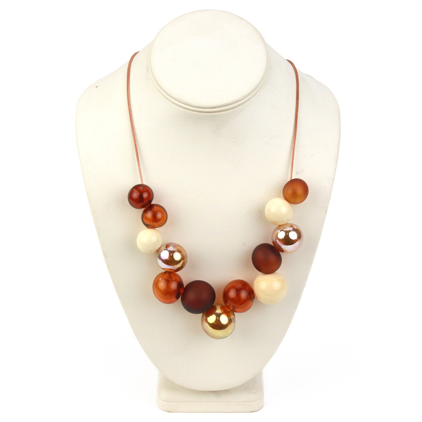 Bolla offset necklace -amber, ivory and gold