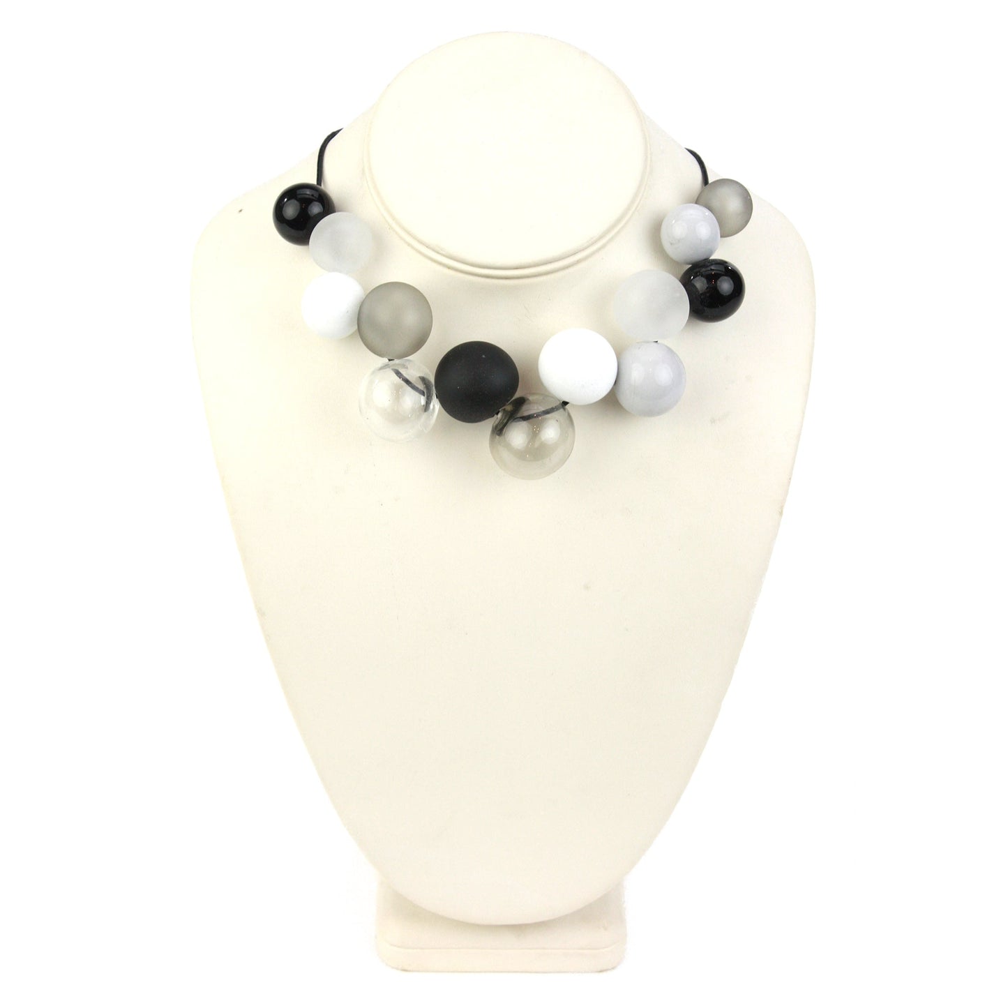 Bolla offset necklace -black, white and grey