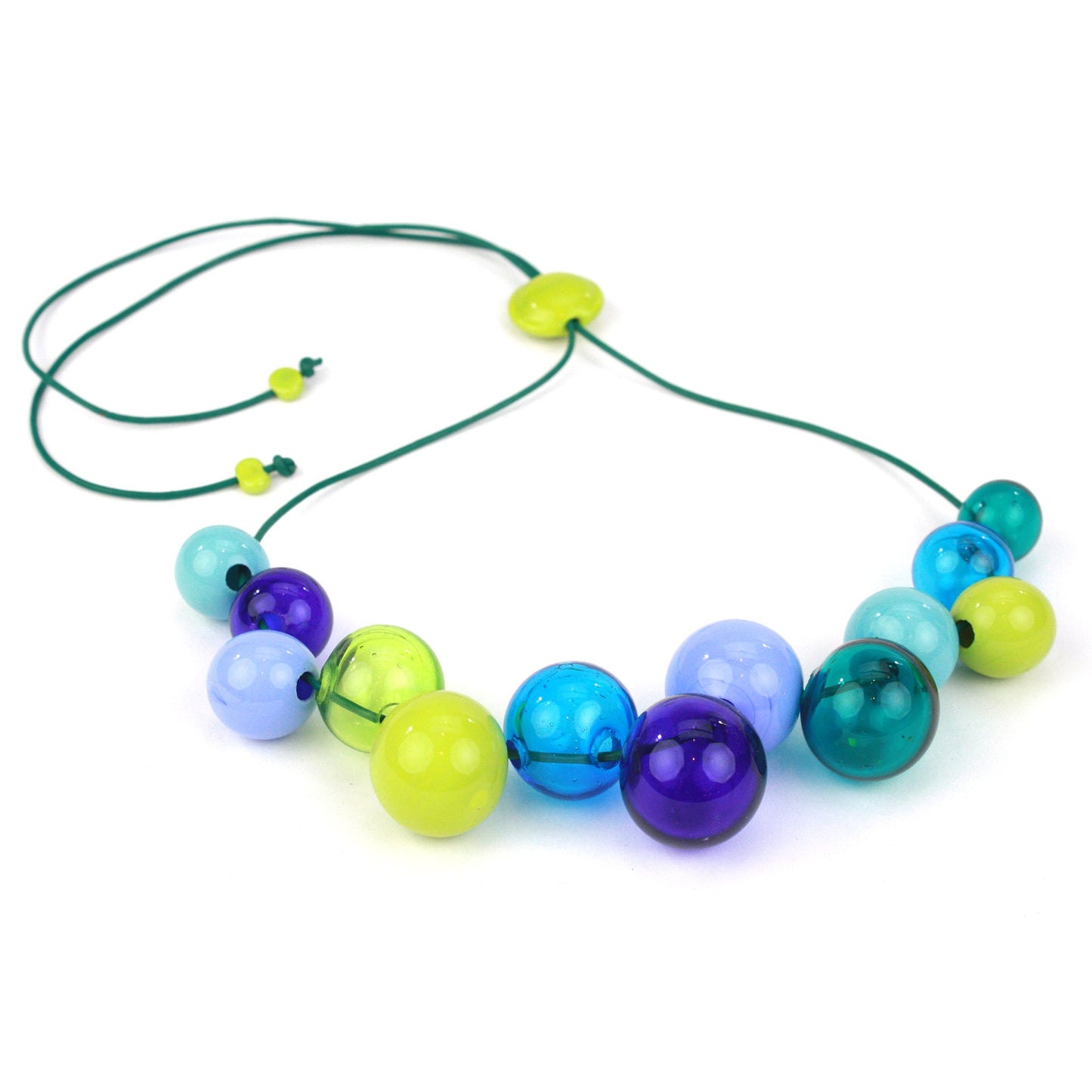 Bolla offset necklace -blues and greens