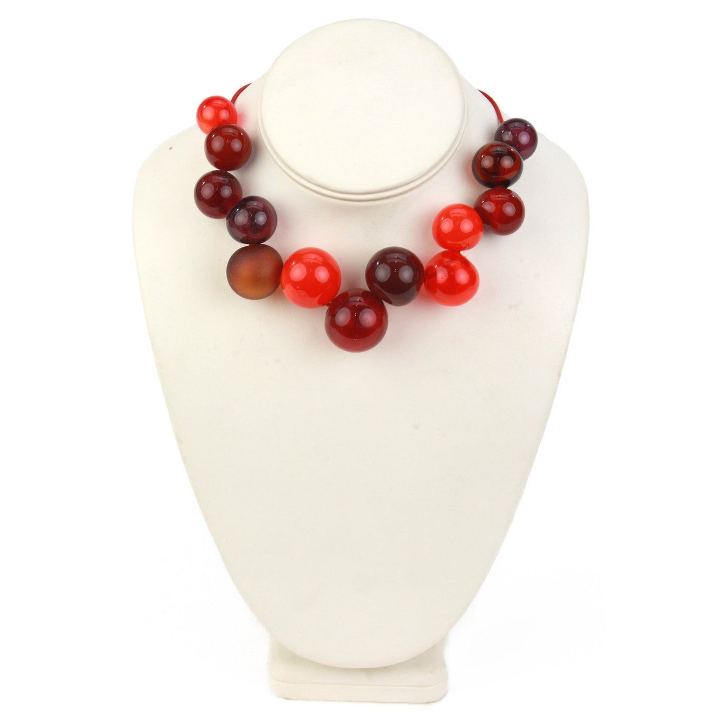 Bolla offset necklace -mixed shades of reds and oranges