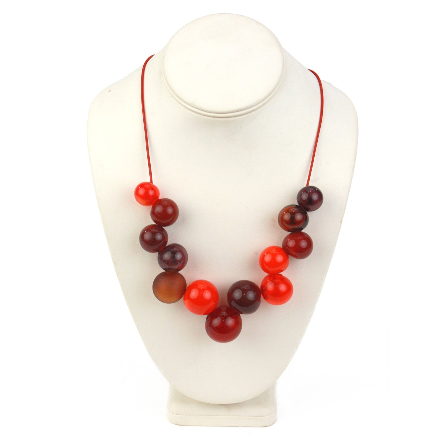 Bolla offset necklace -mixed shades of reds and oranges