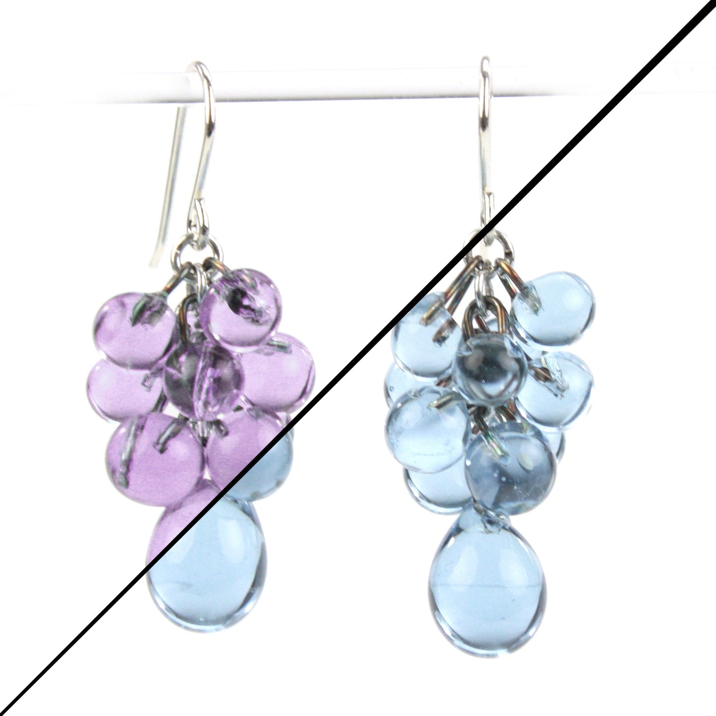 Chroma earrings in purple/blue - color changing