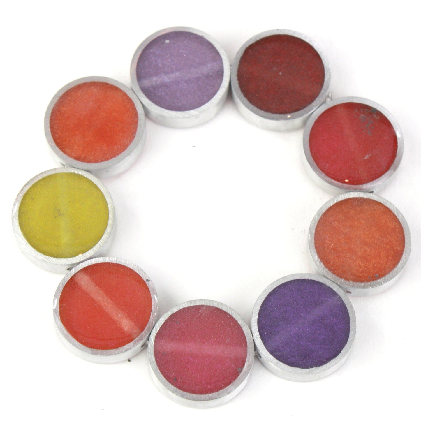 Resinique circle bracelet - red, orange, yellow and purple