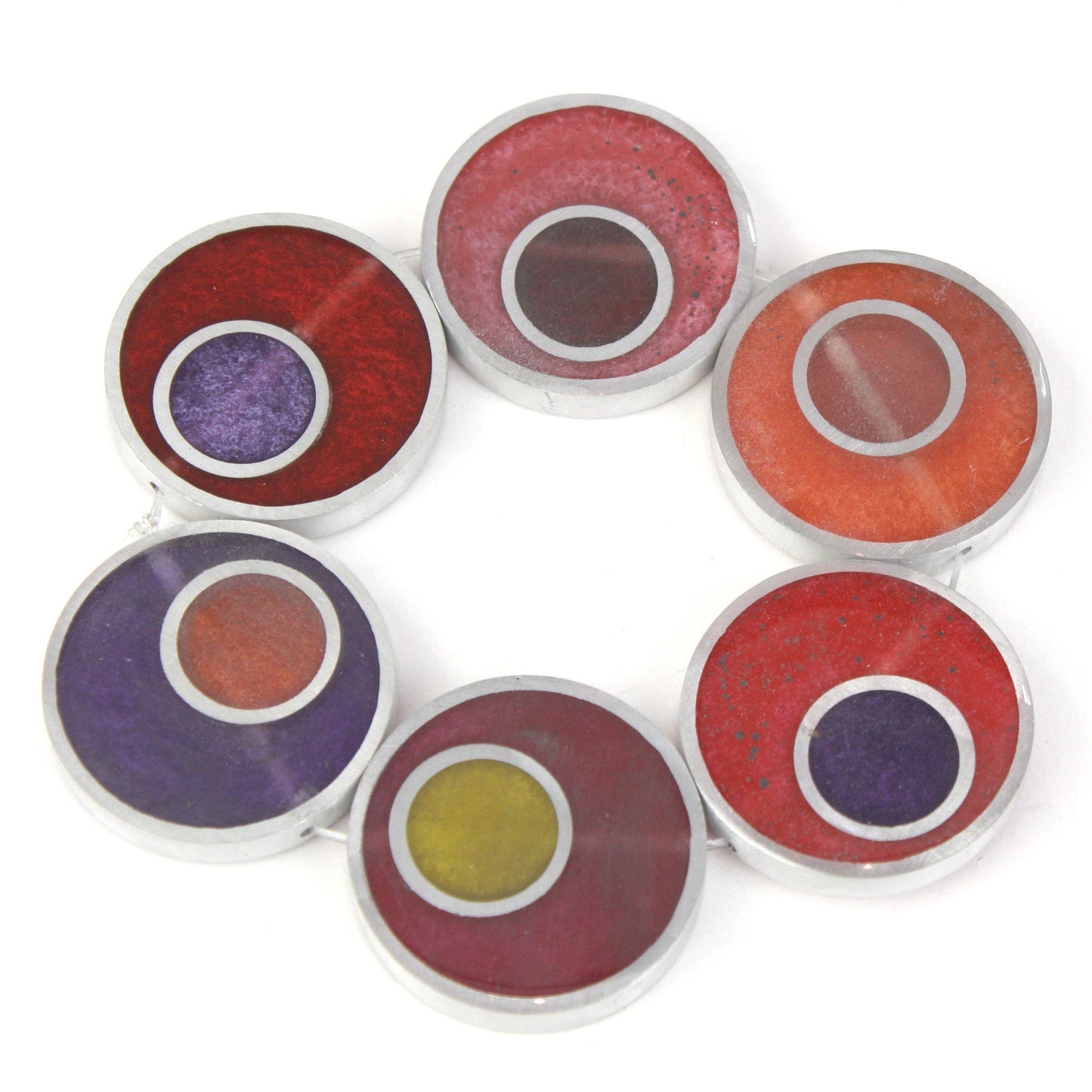 Resinique double circle bracelet - reds, oranges and purples