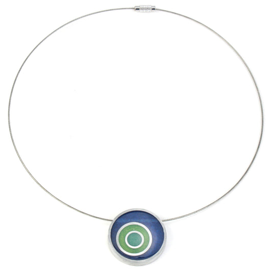 Resinique triple circle necklace - dark blue, green and turquoise