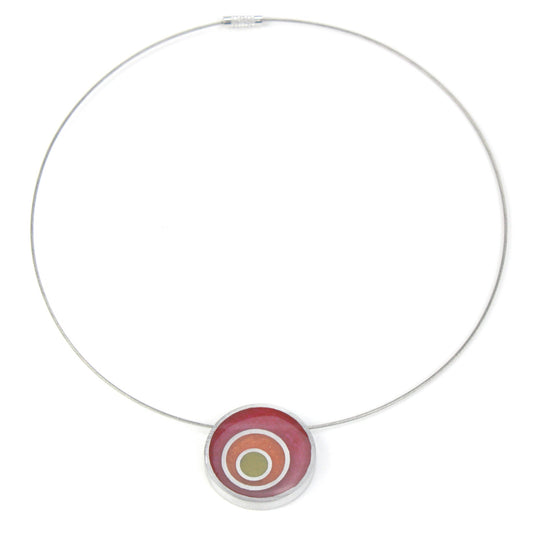 Resinique triple circle necklace - pink, orange and yellow