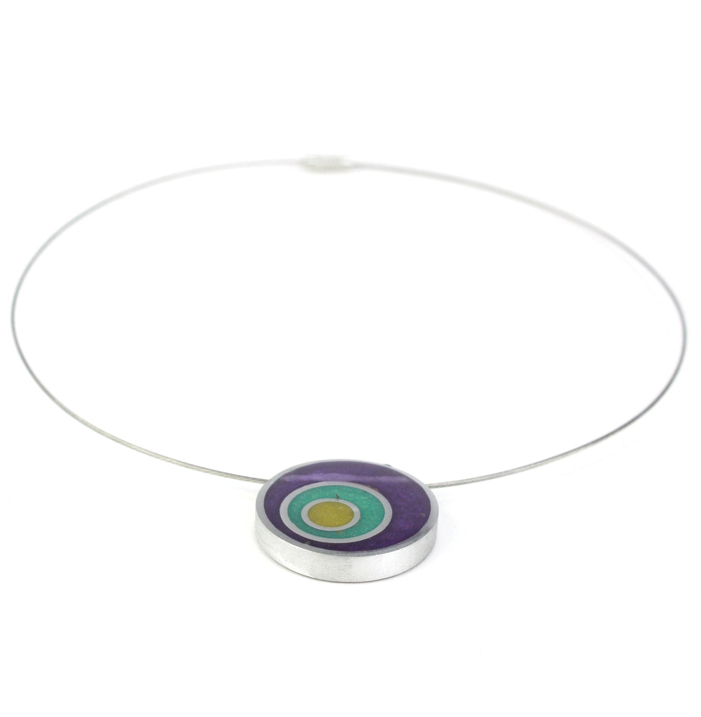 Resinique triple circle necklace - purple, seafoam and yellow