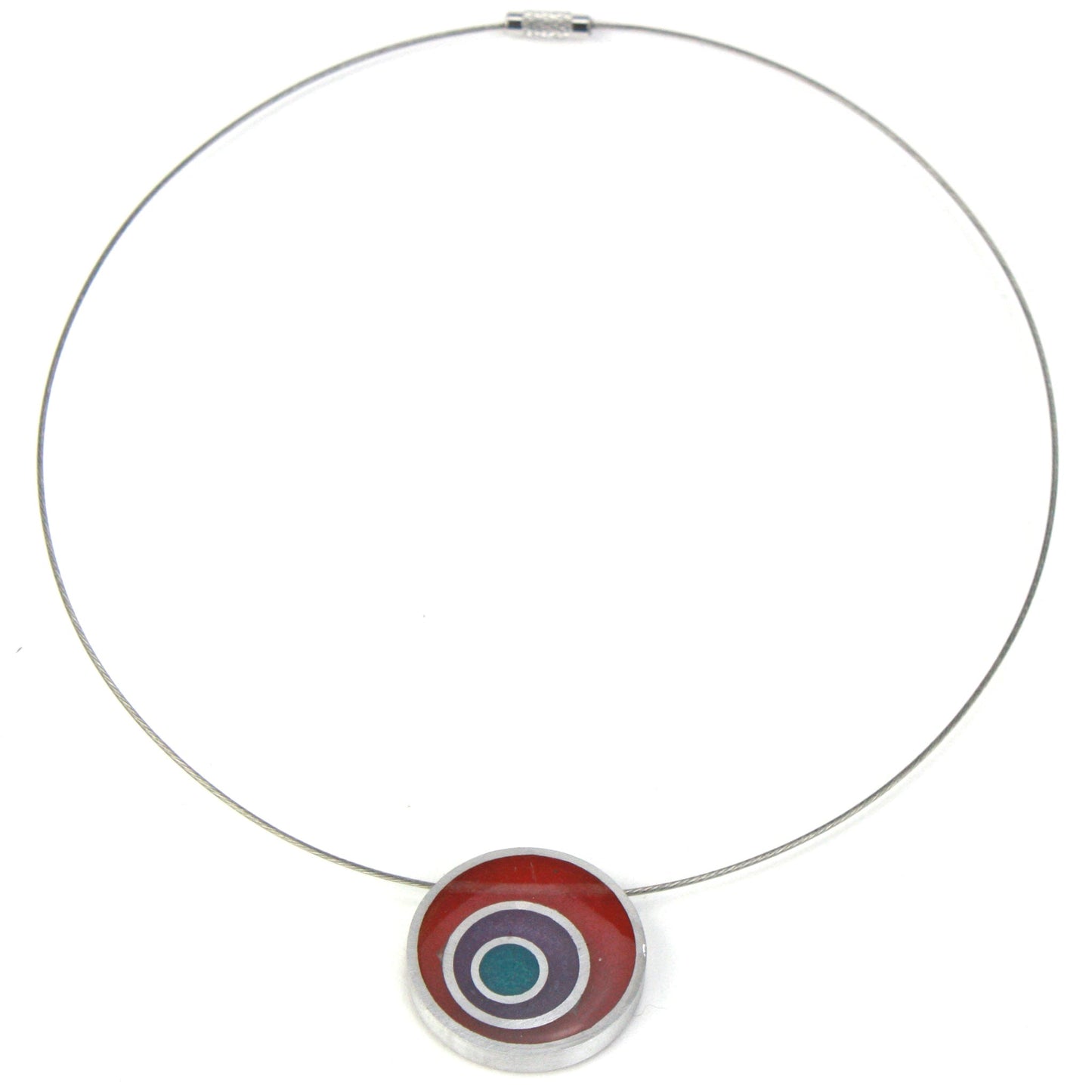 Resinique triple circle necklace - red, purple and turquoise