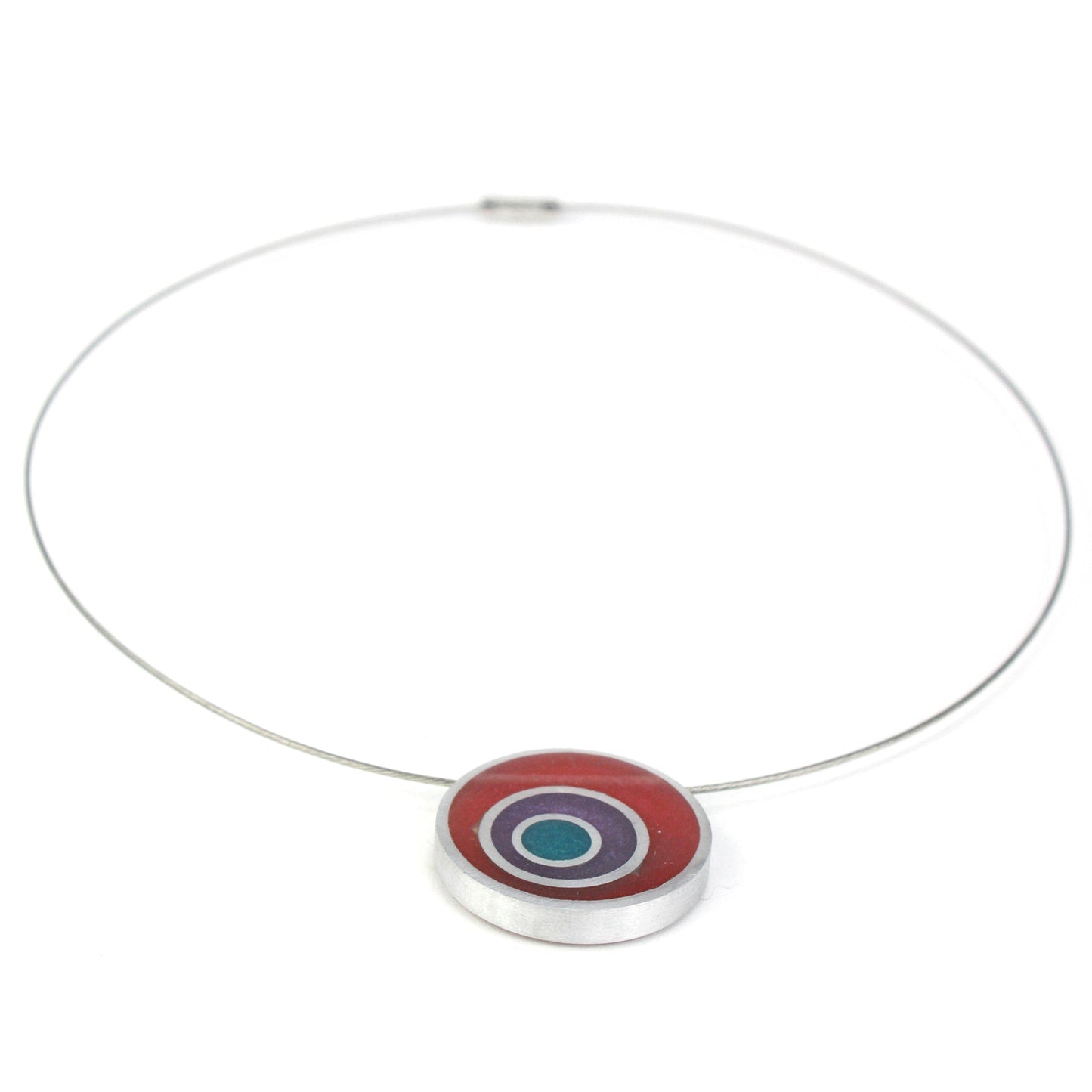 Resinique triple circle necklace - red, purple and turquoise